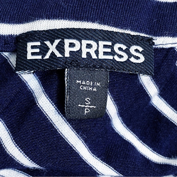 EXPRESS draped neck bold diagonal stripe band bottom sleeveless tunic top S - Picture 7 of 8